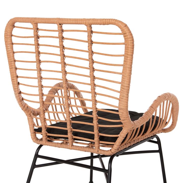 OUTDOOR ARMCHAIR BERGERE STYLE ALLEGRA HM5704.11 P.E.RATTAN BEIGE-BLACK METAL FRAME 66x59x90Hcm.
