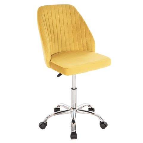 OFFICE CHAIR HOLLIS HM9008.05 YELLOW VELVET-METAL BASE 58x58x85Hcm.