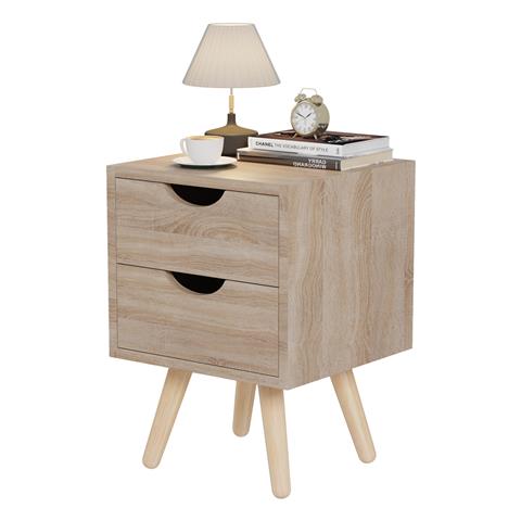 BEDSIDE STAND DINKL HM2472.01 MELAMINE-2 DRAWERS- SONAMA 29,7x29,7x45Hcm.