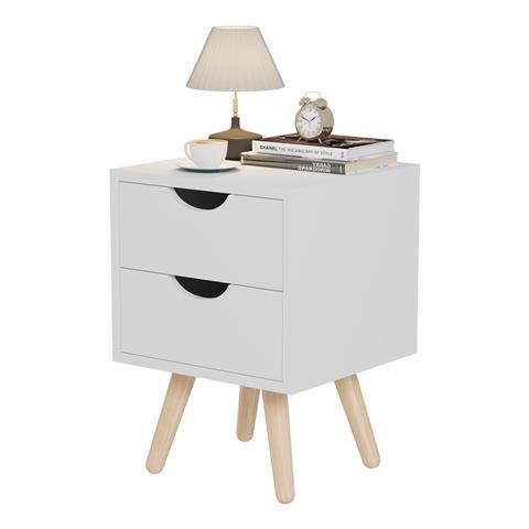BEDSIDE STAND DINKL HM2472.03 MELAMINE-2 DRAWERS IN WHITE 29,7x29,7x45Hcm.