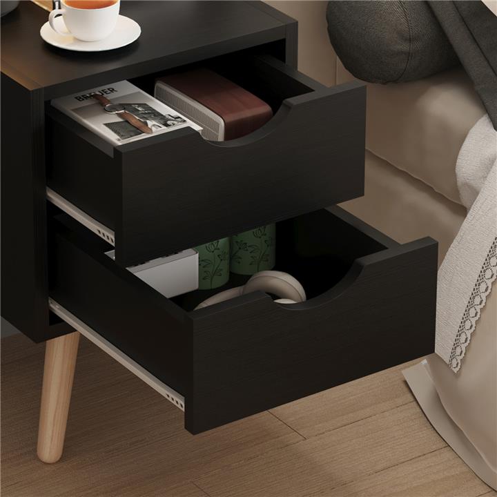 BEDSIDE STAND DINKL HM2472.02 MELAMINE-2 DRAWERS-WENGE 29,7x29,7x45Hcm.