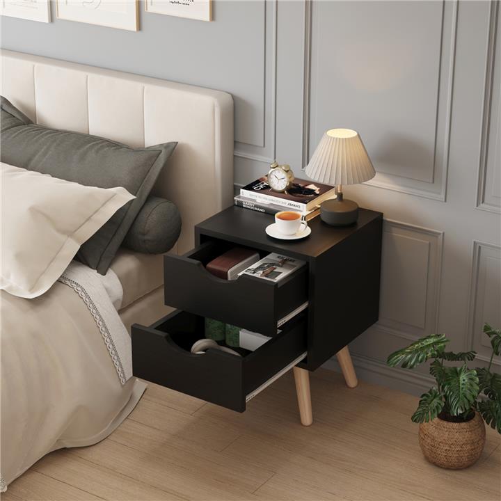 BEDSIDE STAND DINKL HM2472.02 MELAMINE-2 DRAWERS-WENGE 29,7x29,7x45Hcm.