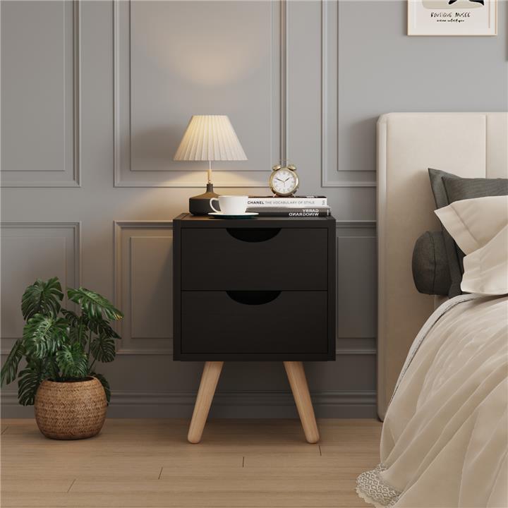 BEDSIDE STAND DINKL HM2472.02 MELAMINE-2 DRAWERS-WENGE 29,7x29,7x45Hcm.