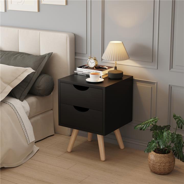 BEDSIDE STAND DINKL HM2472.02 MELAMINE-2 DRAWERS-WENGE 29,7x29,7x45Hcm.