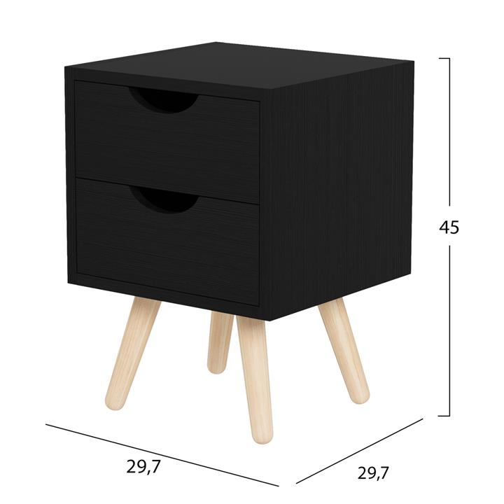 BEDSIDE STAND DINKL HM2472.02 MELAMINE-2 DRAWERS-WENGE 29,7x29,7x45Hcm.