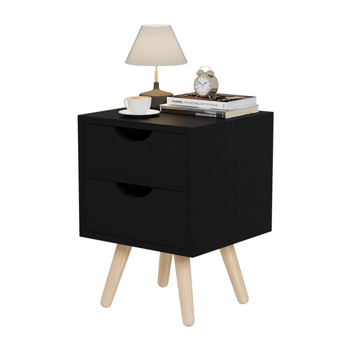 BEDSIDE STAND DINKL HM2472.02 MELAMINE-2 DRAWERS-WENGE 29,7x29,7x45Hcm.