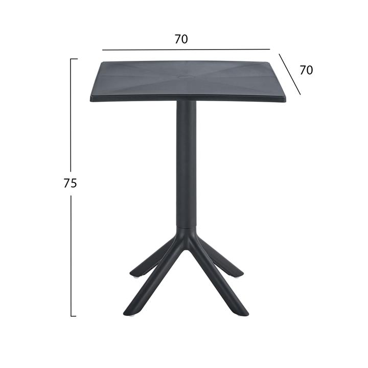 SQUARE POLYPROPYLENE TABLE TERRIN HM6125.12 BLACK 70x70x75Hcm.
