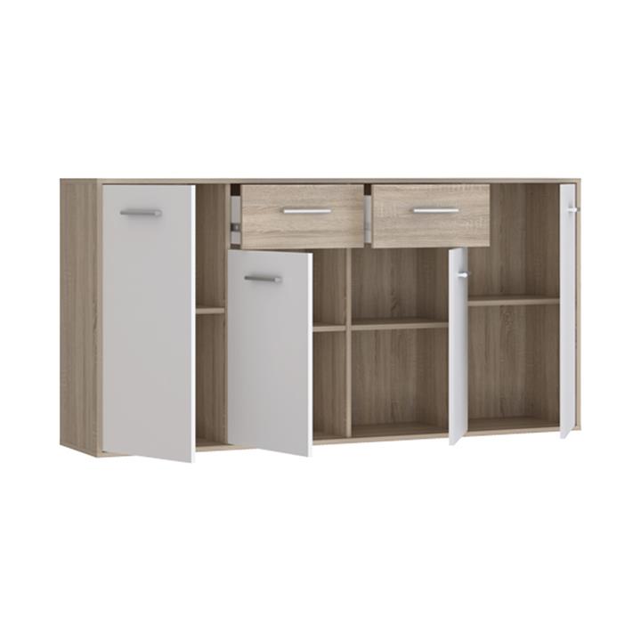 Drepen pakoworld melamine chest of drawers in white and sonoma color 162.3x34.2x81.7cm