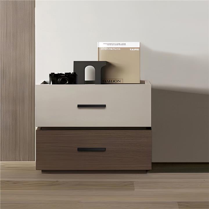 Sonlen pakoworld melamine and mdf bedside table in walnut-beige shade 60x40x44.5cm