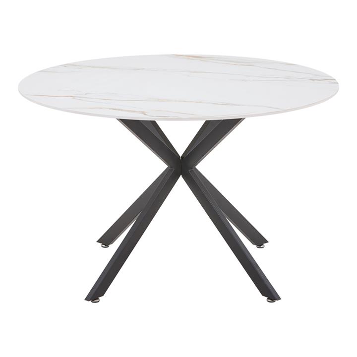 Stoyen I pakoworld table white marble-beige ceramic-black metal D120x75cm