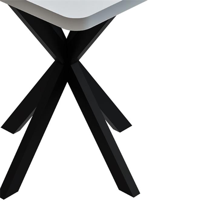 Prestone pakoworld melamine table in white shade and black metal leg 70x70x75cm