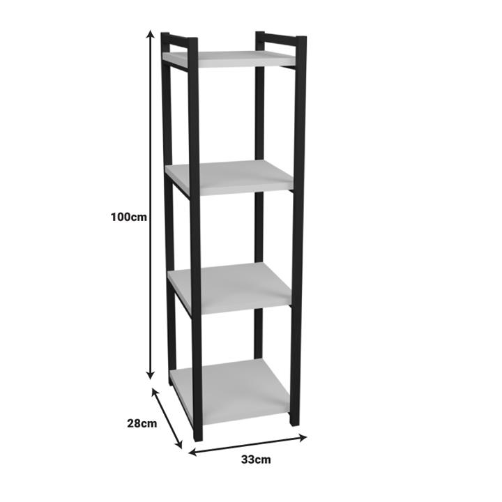 Floor shelf Harvey pakoworld black metal and white melamine 33x28x100cm