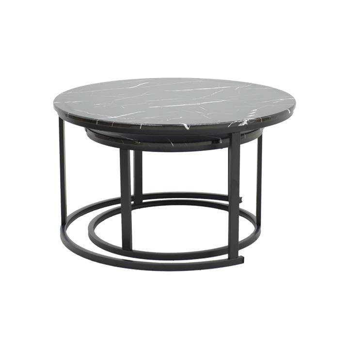 Coffee table Revelon pakoworld set of 2 black marble 80x80x45cm