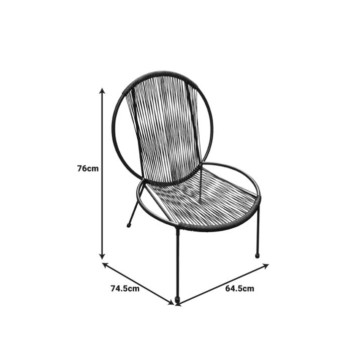 Garden chair Dapper pakoworld black metal-pe black 64.5x74.5x76cm