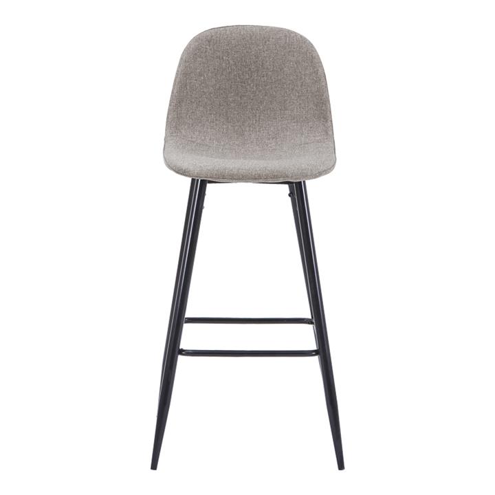Bar stool medium height Bella pakoworld light grey fabric-black metal leg 41x47x93cm