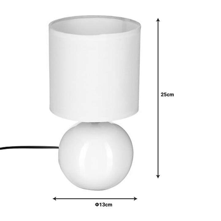 Table lamp PWL-1210 pakoworld E14 60W ceramic in white gloss color D13x25cm
