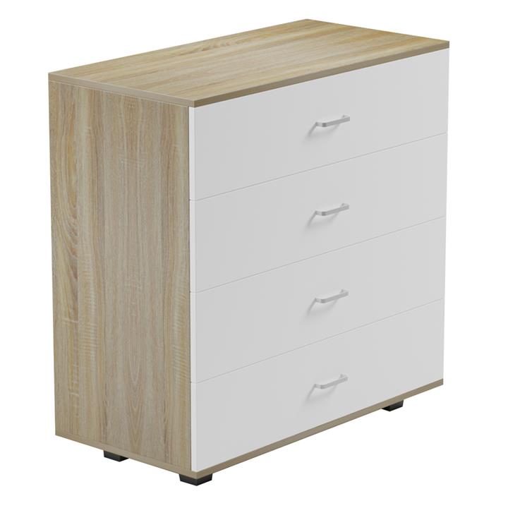 CHEST OF DRAWERS WITH 4 DRAWERS HM8996.04 MELAMINE IN SONAMA-WHITE 80x40x83Hcm.