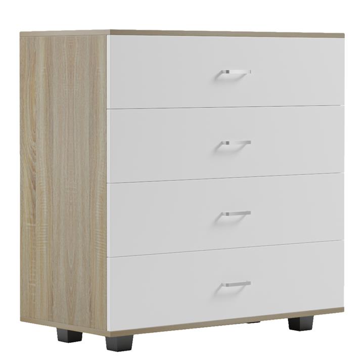 CHEST OF DRAWERS WITH 4 DRAWERS HM8996.04 MELAMINE IN SONAMA-WHITE 80x40x83Hcm.