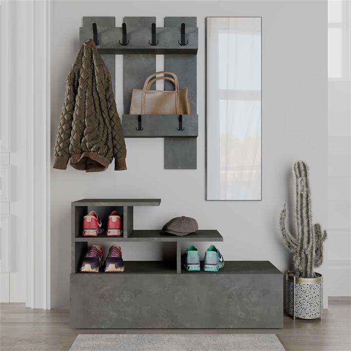 Entrance furniture Vesty pakoworld melamine in retro grey color 100x30x61cm