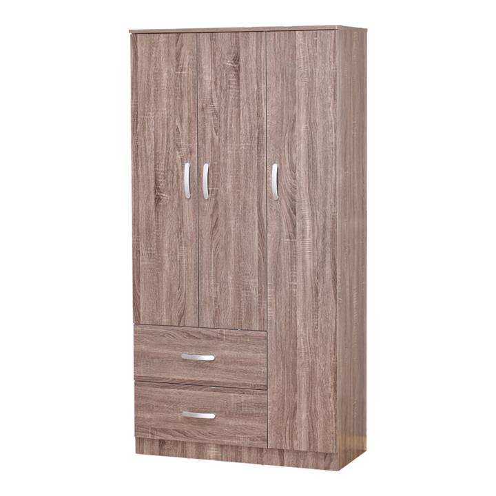 Wardrobe Zelia pakoworld with 2 doors and drawers in walnut color 90x42x180cm
