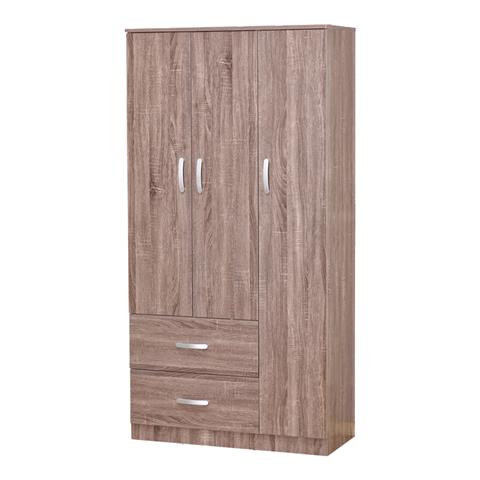 Wardrobe Zelia pakoworld with 2 doors and drawers in walnut color 90x42x180cm