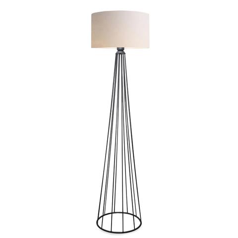 Floor lamp Firdo I pakoworld E27 fabric cream -metal black Φ38x121cm