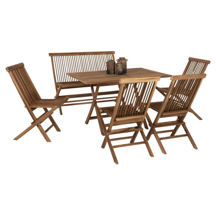 OUTDOOR DINING SET 6PCS KENDALL HM11954 SOLID TEAK WOOD IN NATURAL COLOR