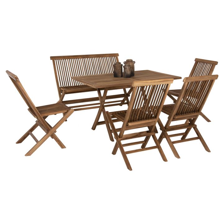 OUTDOOR DINING SET 6PCS KENDALL HM11954 SOLID TEAK WOOD IN NATURAL COLOR