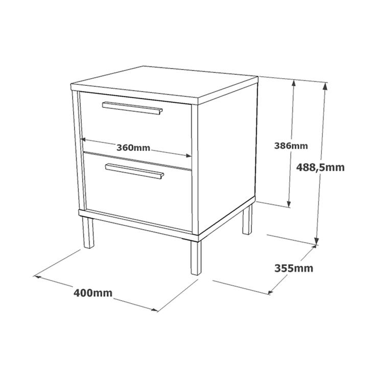 Nightstand Nako pakoworld black metal and melamine in natural shade 40x35.5x48.8cm