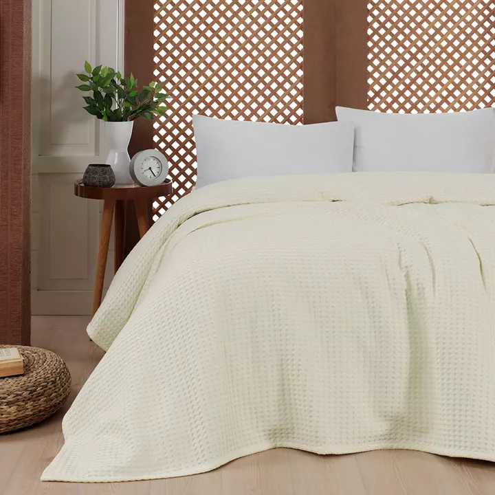 Πικέ υπέρδιπλη waffle Art 1990 Cream  230x240 Εκρού
