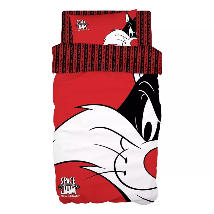 Σετ παπλωματοθήκη μονή Art 6192 Space Jam Sylvester 165x250 Κόκκινο