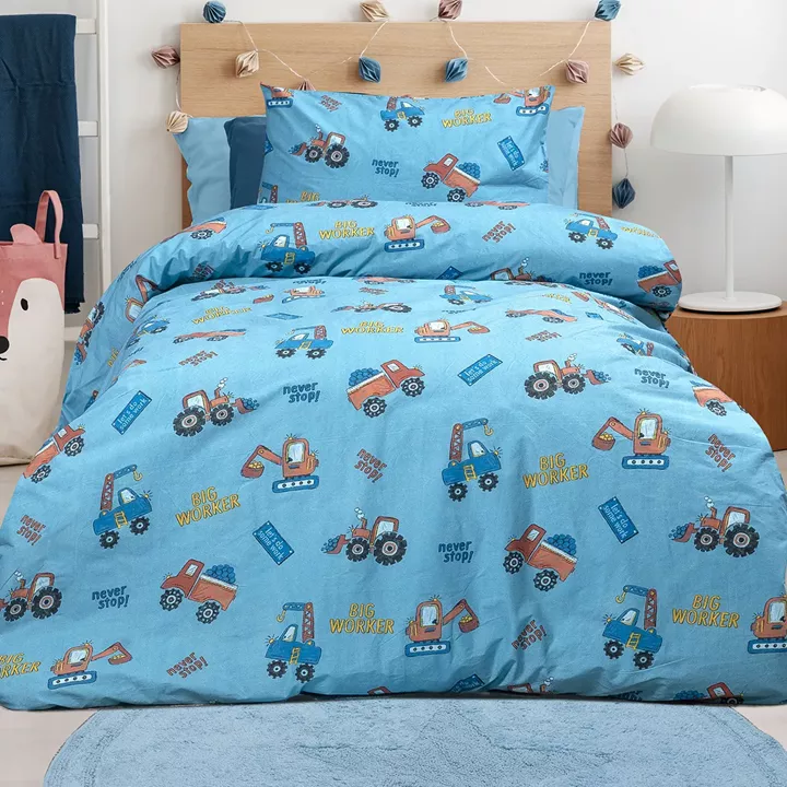 Σετ σεντόνια μονά με λάστιχο Factory Art 6216 100x200+30 Γαλάζιο