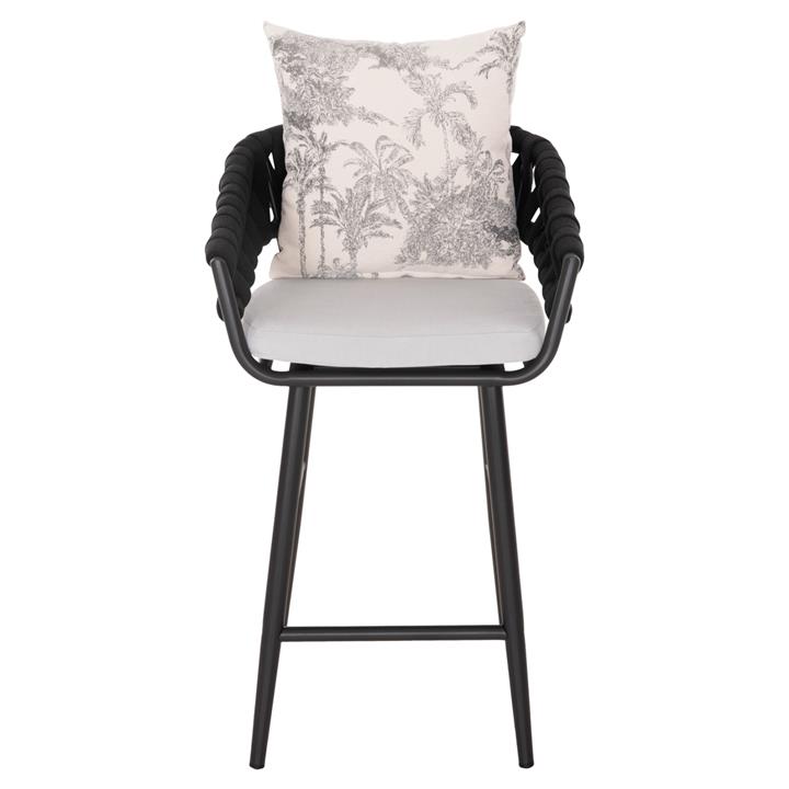 BAR STOOL ALUMINUM CAMDEN HM6142.01 ANTHRACITE WITH ECRU BACK CUSHION WITH PRINT PATTERN 56x60x108Hcm.
