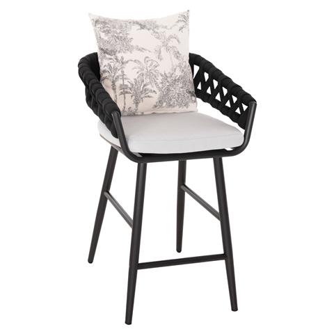 BAR STOOL ALUMINUM CAMDEN HM6142.01 ANTHRACITE WITH ECRU BACK CUSHION WITH PRINT PATTERN 56x60x108Hcm.