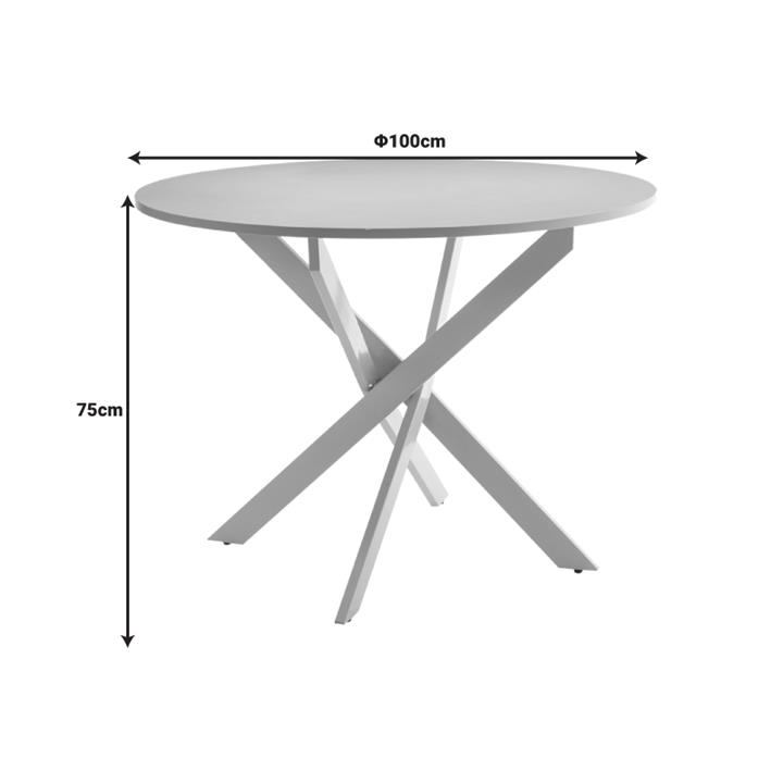Table Dammero pakoworld cream melamine-cream metal D100x75cm