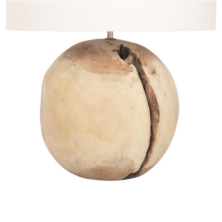 TABLE LAMP ORANYE HM4421 TEAK WOOD-WHITE PVC CAP Φ40x53Hcm.