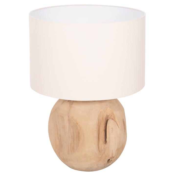 TABLE LAMP ORANYE HM4421 TEAK WOOD-WHITE PVC CAP Φ40x53Hcm.