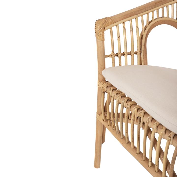 ARMCHAIR DAMPAR HM9929.04 RATTAN IN NATURAL-WHITE CUSHION 59x61x80Hcm.