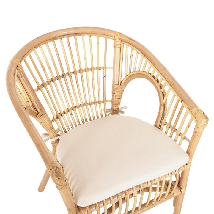 ARMCHAIR DAMPAR HM9929.04 RATTAN IN NATURAL-WHITE CUSHION 59x61x80Hcm.
