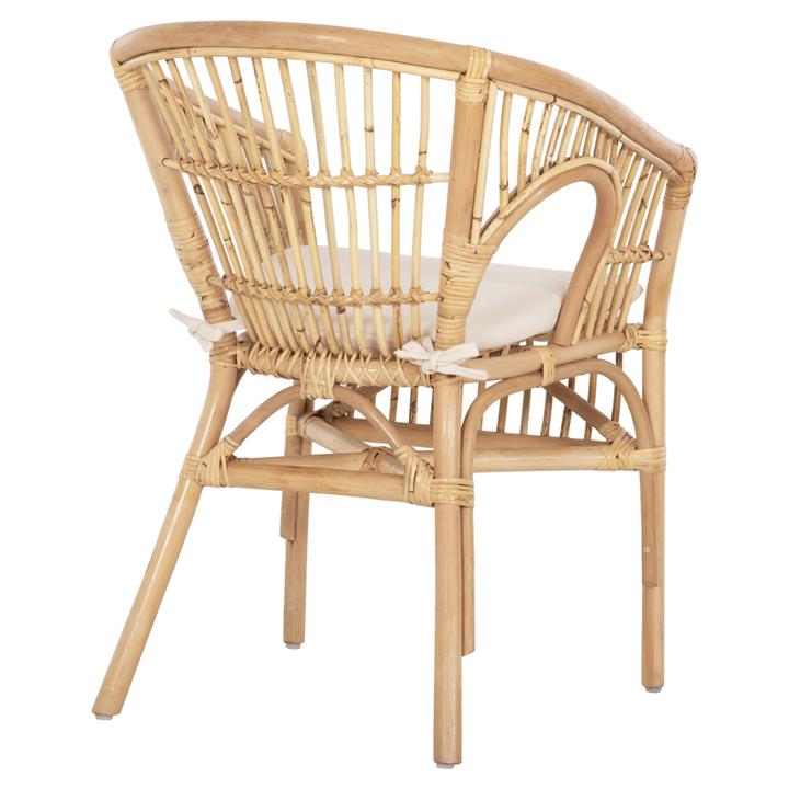ARMCHAIR DAMPAR HM9929.04 RATTAN IN NATURAL-WHITE CUSHION 59x61x80Hcm.