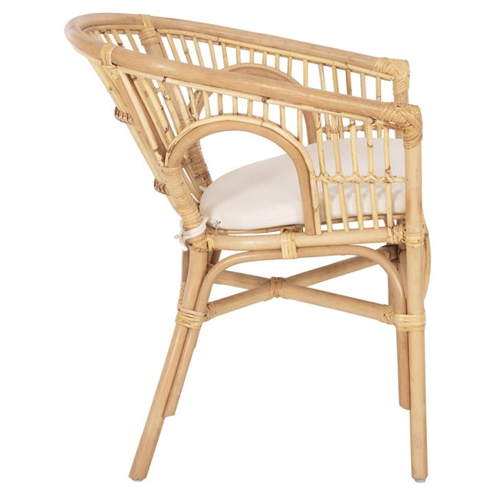 ARMCHAIR DAMPAR HM9929.04 RATTAN IN NATURAL-WHITE CUSHION 59x61x80Hcm.