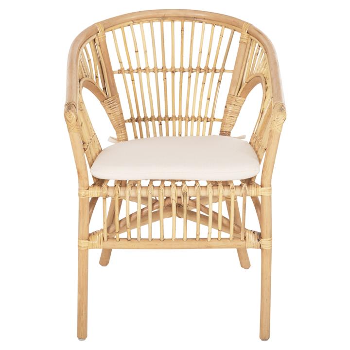ARMCHAIR DAMPAR HM9929.04 RATTAN IN NATURAL-WHITE CUSHION 59x61x80Hcm.