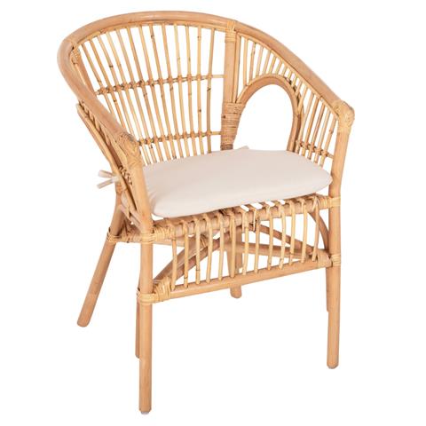 ARMCHAIR DAMPAR HM9929.04 RATTAN IN NATURAL-WHITE CUSHION 59x61x80Hcm.