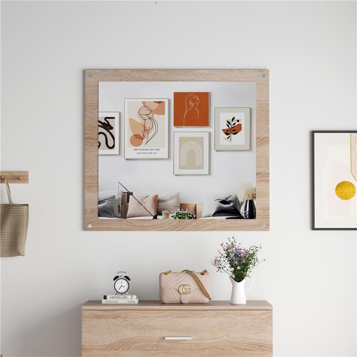 WALL MIRROR HM4360 MELAMINE IN SONAMA 80x70x1.8(depth)cm.
