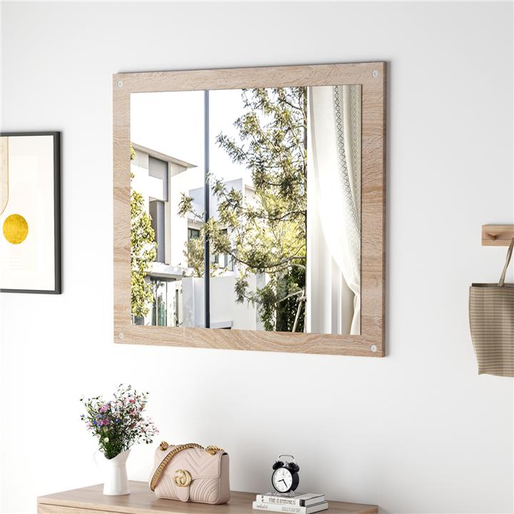 WALL MIRROR HM4360 MELAMINE IN SONAMA 80x70x1.8(depth)cm.