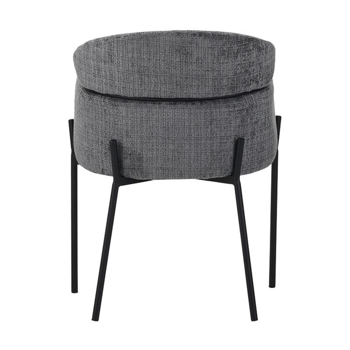 Tolerse Inart armchair light gray fabric-leg black metal 58x57x80cm
