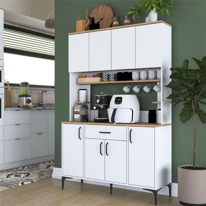 Buffet with shelf Cordie pakoworld white melamine 120x40x184.2cm
