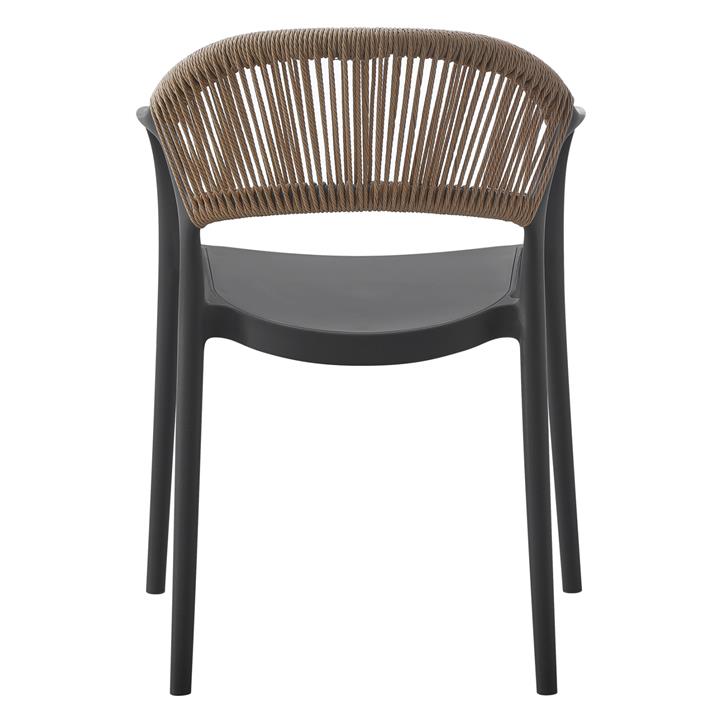 ARMCHAIR POLYPROPYLENE EVA HM6155.02 BLACK WITH BEIGE PP ROPE 58,5x49x83,5Hcm.