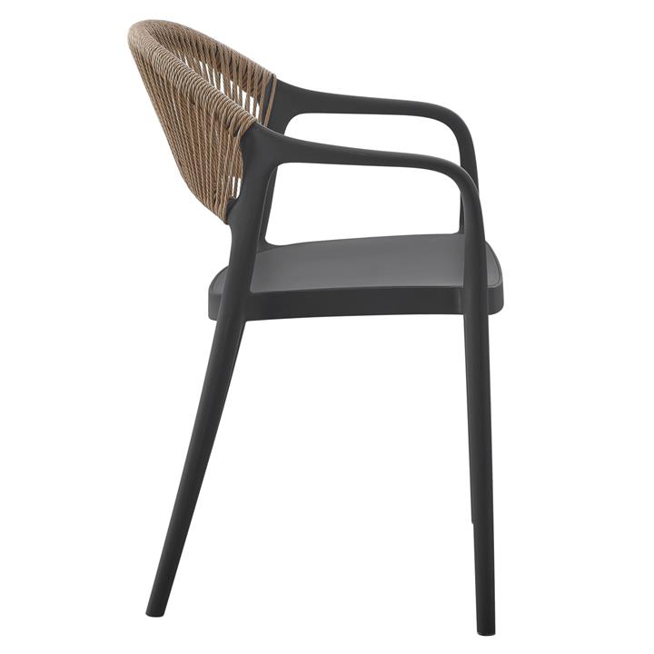 ARMCHAIR POLYPROPYLENE EVA HM6155.02 BLACK WITH BEIGE PP ROPE 58,5x49x83,5Hcm.