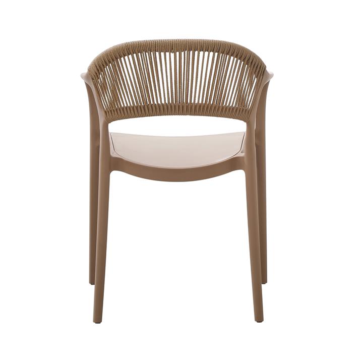 ARMCHAIR POLYPROPYLENE EVA HM6155.03 CAPPUCCINO WITH BEIGE PP ROPE 58,5x49x83,5Hcm.
